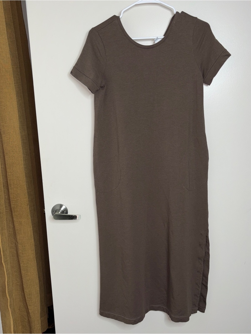 J. Jill V- Back Brown Short-Sleeve Midi Dress Size XS